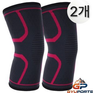 규포츠 편안한 고탄력 무릎보호대, 레드, 2개